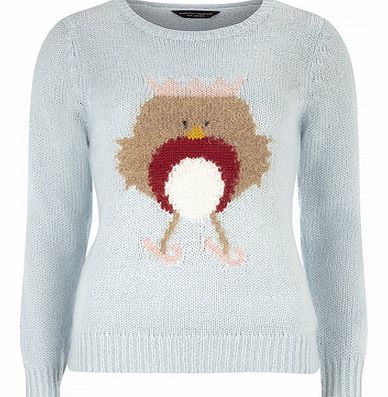 Dorothy Perkins Womens Blue Skating Robin Jumper- Blue DP55157220