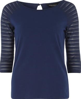 Dorothy Perkins, 1134[^]262015000707066 Womens Blue textured sleeve top- Blue DP56449650