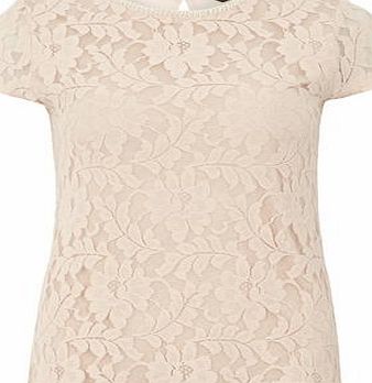 Dorothy Perkins Womens Blush Bling Lace Tee- Pink DP56438045