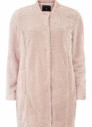 Womens Blush Faux Fur Duster Jacket- Blush