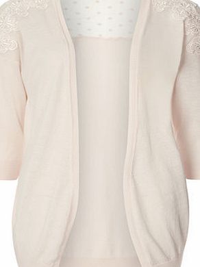 Dorothy Perkins Womens Blush Lace Insert Cardigan- Pink DP55300755