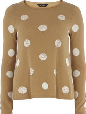 Dorothy Perkins, 1134[^]262015000706142 Womens Camel Spot Sparkle Swing Jumpe- White