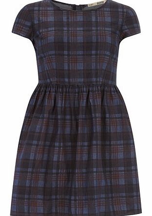 Womens Check Print Denim Dress- Blue DP70292100