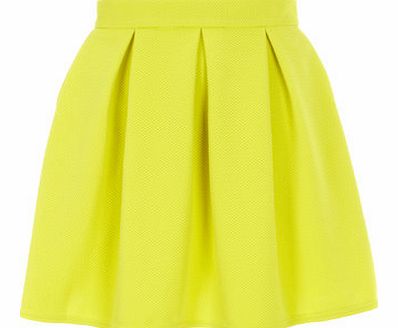 Dorothy Perkins Womens Closet Lime Waffle Pleat Skirt- Green