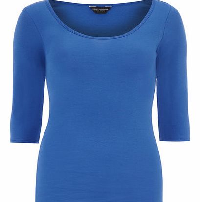Dorothy Perkins Womens Cobalt 3/4 scoop basic jersey top- Cobalt