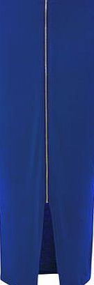 Dorothy Perkins Womens Cobalt Zip Front Maxi Skirt- Blue