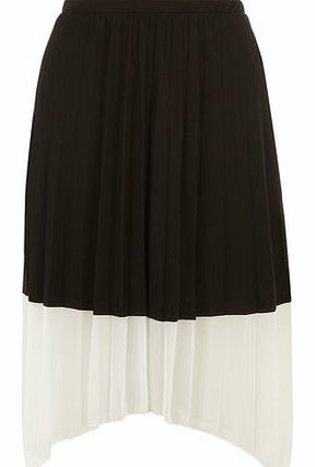 Dorothy Perkins Womens Colour Block Hankey Hem Midi Skirt- Black