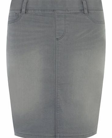 Dorothy Perkins Womens Denim Grey Wash pull on skirt- Grey