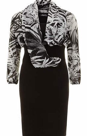 Womens Fever Fish Black White Chiffon Dress-