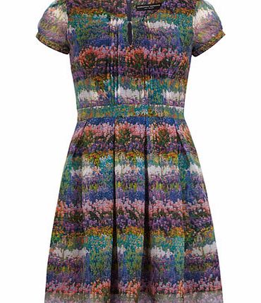 Womens Floral printed tea dress- Multi DP07610493