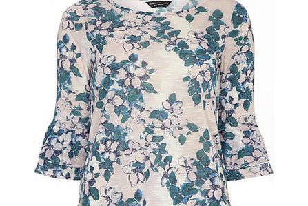 Dorothy Perkins Womens Floral Ruffle Cuff Top- Blush DP56393683