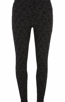 Dorothy Perkins Womens Floral Textured Treggings- Black/Grey