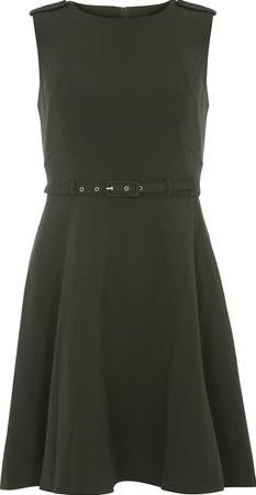 Dorothy Perkins, 1134[^]262015000710522 Womens Green Belted Skater Dress- Green DP66834001