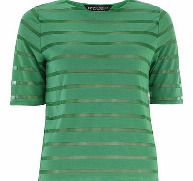 Dorothy Perkins Womens Green Burnout Stripe Tee- Green DP05446101