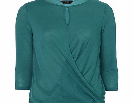 Dorothy Perkins Womens Green Draped Front Top- Green DP56394311