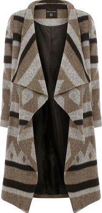 Dorothy Perkins, 1134[^]262015000712132 Womens Grey And Camel Waterfall Coat- Grey