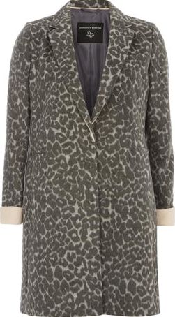 Dorothy Perkins, 1134[^]262015000709452 Womens Grey Animal Boyfriend Coat- Animal