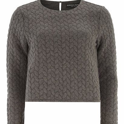 Dorothy Perkins Womens Grey Cable Knit Tee- Grey DP05465027