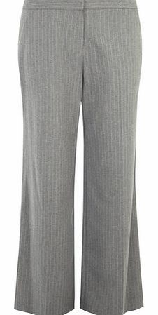 Dorothy Perkins Womens Grey Chalk Stripe Wideleg Trousers- Grey