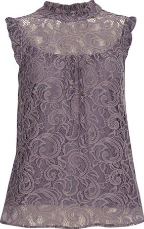 Dorothy Perkins, 1134[^]262015000707030 Womens Grey Lace High Neck Top- Grey DP05595762