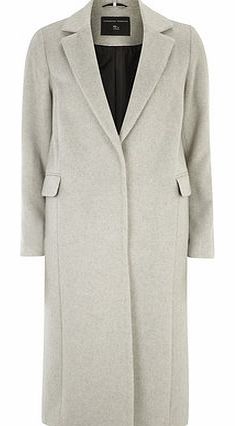 Womens Grey Maxi Longline Boyfriend Coat- Grey