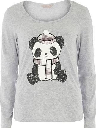 Dorothy Perkins, 1134[^]262015000711935 Womens Grey Panda Pyjama Top- Grey DP33104262