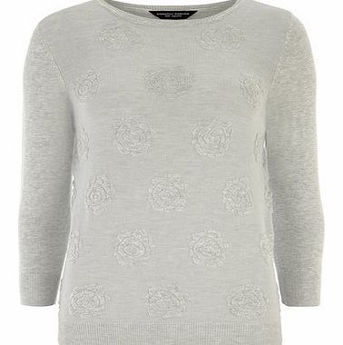 Dorothy Perkins Womens Grey Rose Blister Jumper- Grey DP55160062