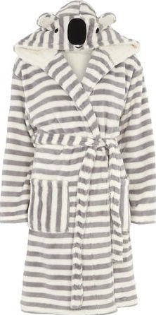 Dorothy Perkins, 1134[^]262015000712093 Womens Grey Stripe Koala Dressiong Gown- Grey