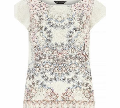 Dorothy Perkins Womens Ivory Jewel Print Front Tee- Ivory