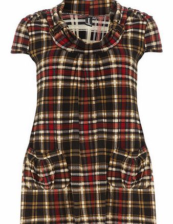 Dorothy Perkins Womens Izabel Black Multi Red Tartan Tunic Top-