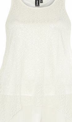 Dorothy Perkins Womens Izabel Cream Crochet Overlay Top- Cream