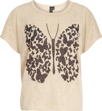 Dorothy Perkins, 1134[^]262015000707944 Womens Izabel London Beige Butterfly Print Top-