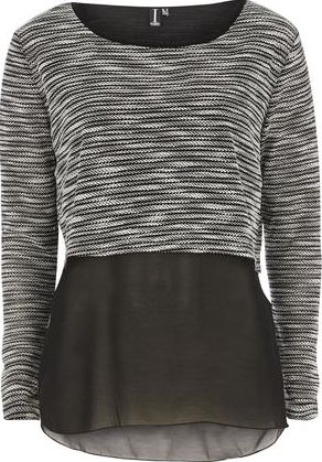 Dorothy Perkins, 1134[^]262015000712398 Womens Izabel London Black White Knit Top- Black