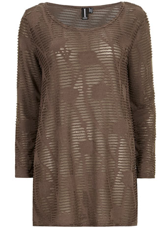 Womens Izabel London Brown sheer stripe top-