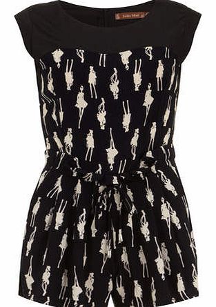 Womens Jolie Moi Black Comic Print Playsuit-