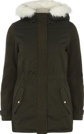 Dorothy Perkins, 1134[^]262015000711899 Womens Khaki Contrast Sleeve Parka jacket- Khaki