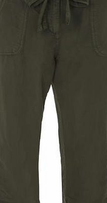 Dorothy Perkins Womens Khaki Drapey Crop Trousers- Green