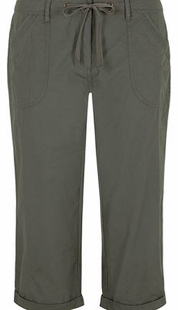 Dorothy Perkins Womens Khaki poplin cropped trousers- Khaki