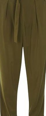 Dorothy Perkins Womens Khaki Satin D-Ring Belted Jogger- Khaki