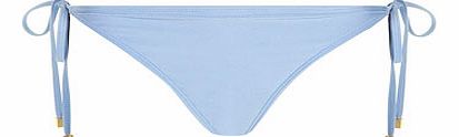 Womens Light Blue Shimmer Tie Side Bikini