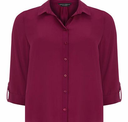 Dorothy Perkins Womens Magenta Button Rollsleeve Shirt- Fuchsia