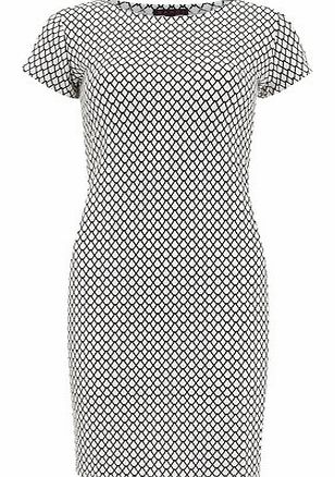 Womens Mandi Black White Geometric Dress- Black