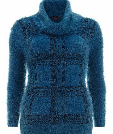 Womens Mandi Petrol Blue Eyelash Jumper- Blue