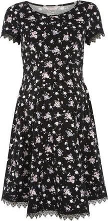 Dorothy Perkins, 1134[^]262015000705648 Womens Maternity Ditsy Lace Trim Dress- Black