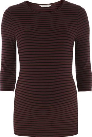 Dorothy Perkins, 1134[^]262015000705576 Womens Maternity Wine Striped Longline Ribbed