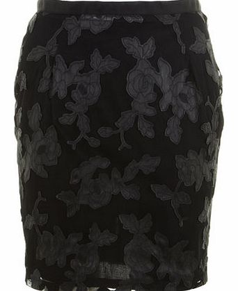 Dorothy Perkins Womens Maya Black PU Applique Skirt- Black