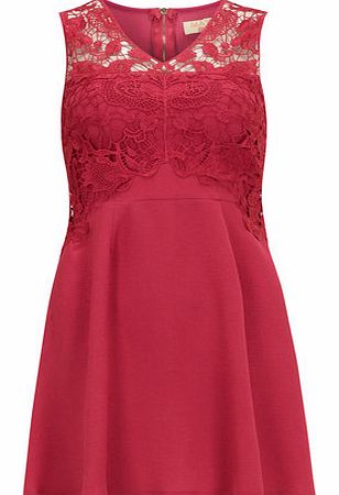 Womens Maya Cerise Lace Bodice Dress- Pink