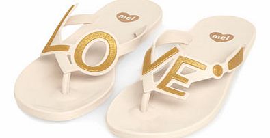 Womens Mel vanilla Love jelly flip flops- Cream