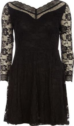 Dorothy Perkins, 1134[^]262015000707783 Womens Mela Black Longsleeve V Neck Dress- Black