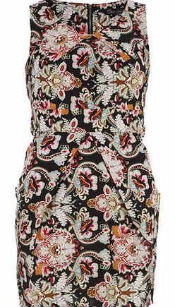 Womens Mela Black Paisley Print Dress- Black